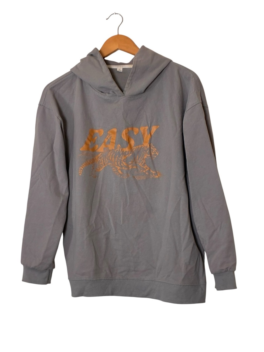“Easy Tiger” Gray pullover sweatshirt graphic hoodie size medium